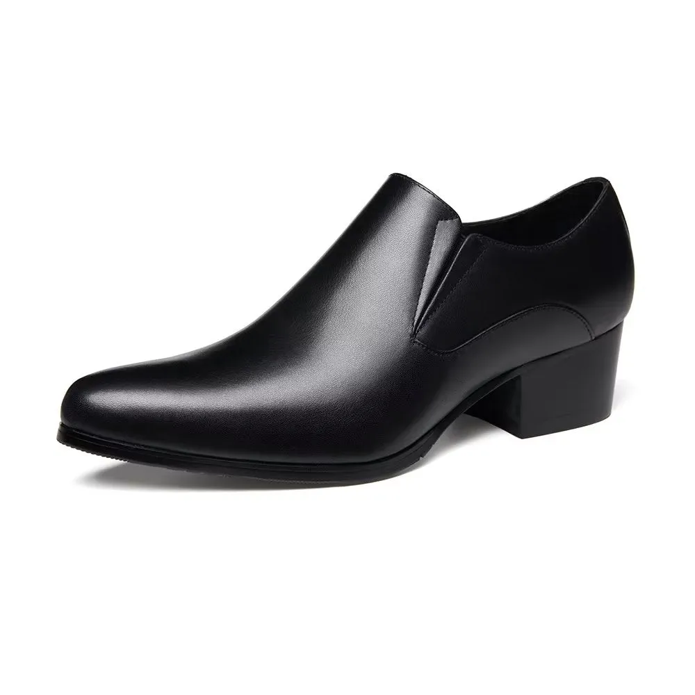 LeatherLuxe Chic Pointed Toe Slip-on Dress Shoes