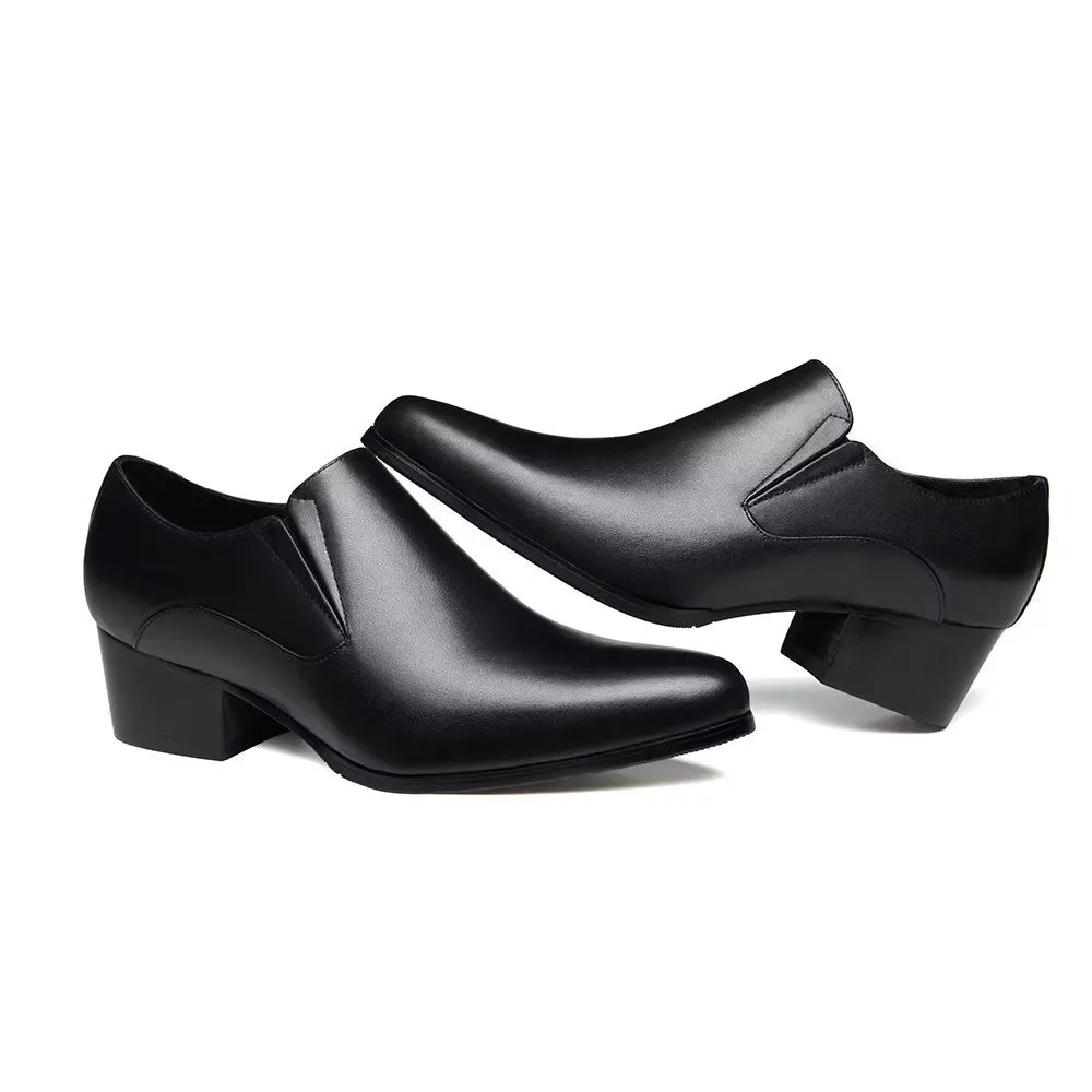 LeatherLuxe Chic Pointed Toe Slip-on Dress Shoes