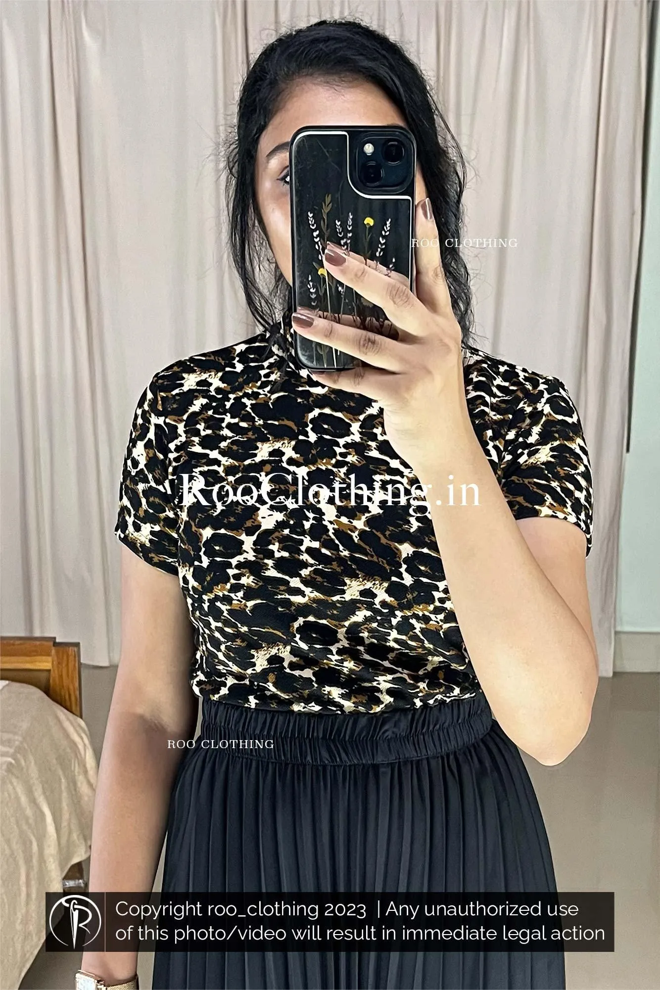 Leopard Printed Half Sleeve Top Only