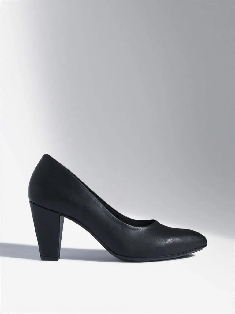 LUNA BLU Black Block Heel Pump Shoes