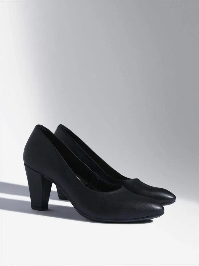 LUNA BLU Black Block Heel Pump Shoes