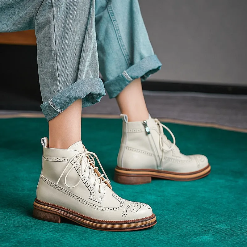 LuxeLeather Chic Square Toe Lace-up Casual Shoes