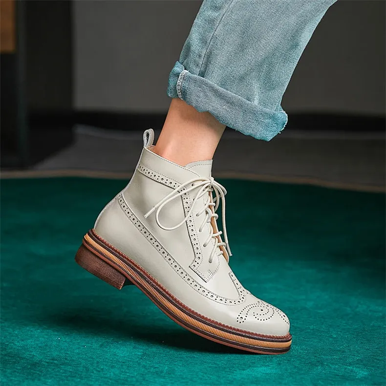 LuxeLeather Chic Square Toe Lace-up Casual Shoes