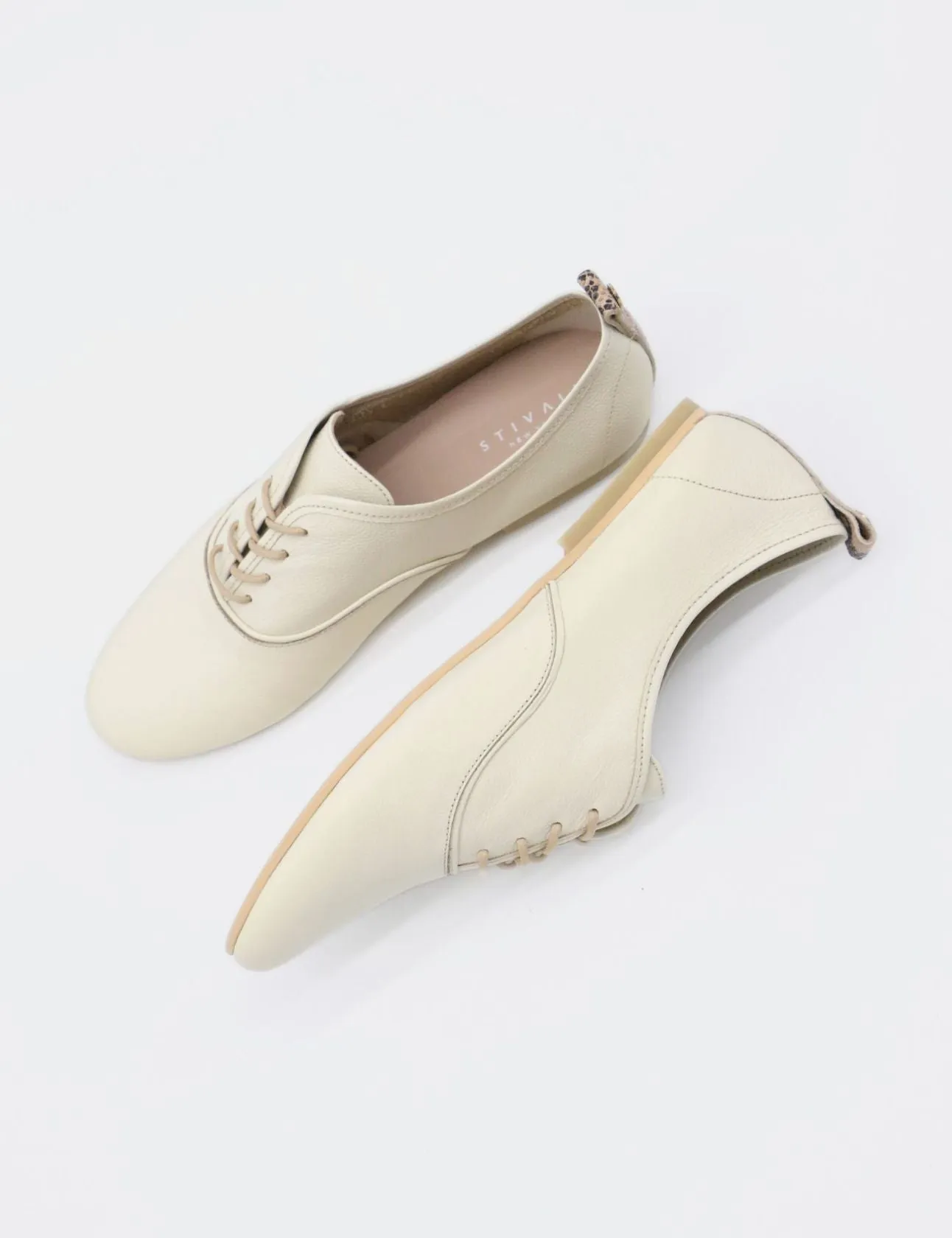 Maku oxford flats sneakers in off white leather womens shoes