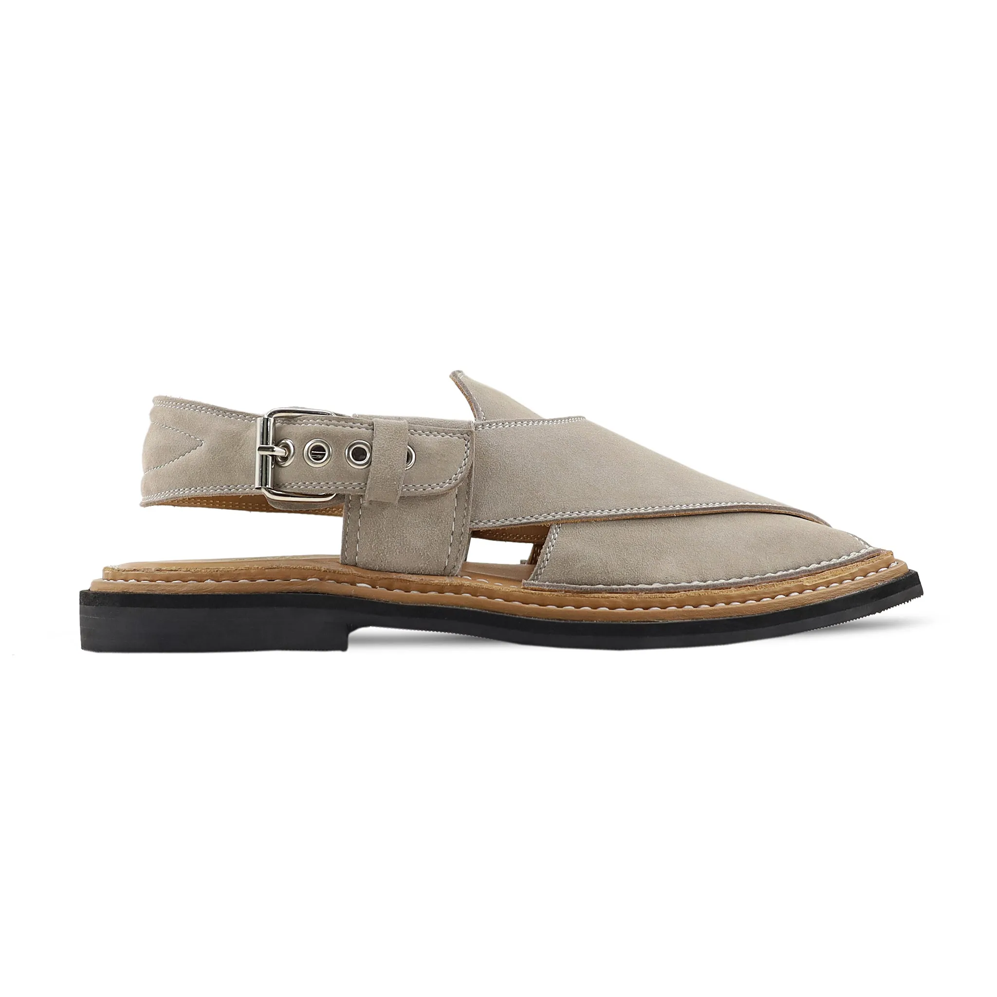 Maled - Men's Steel Grey Kid Suede Sandal