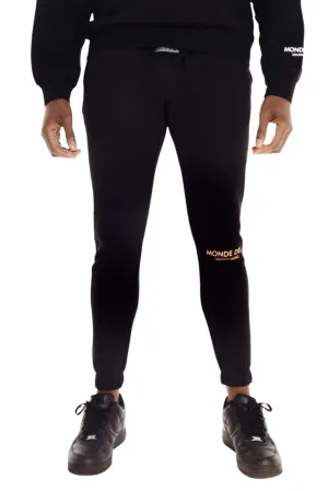 Men's Black and Gold Slim Fit Joggers