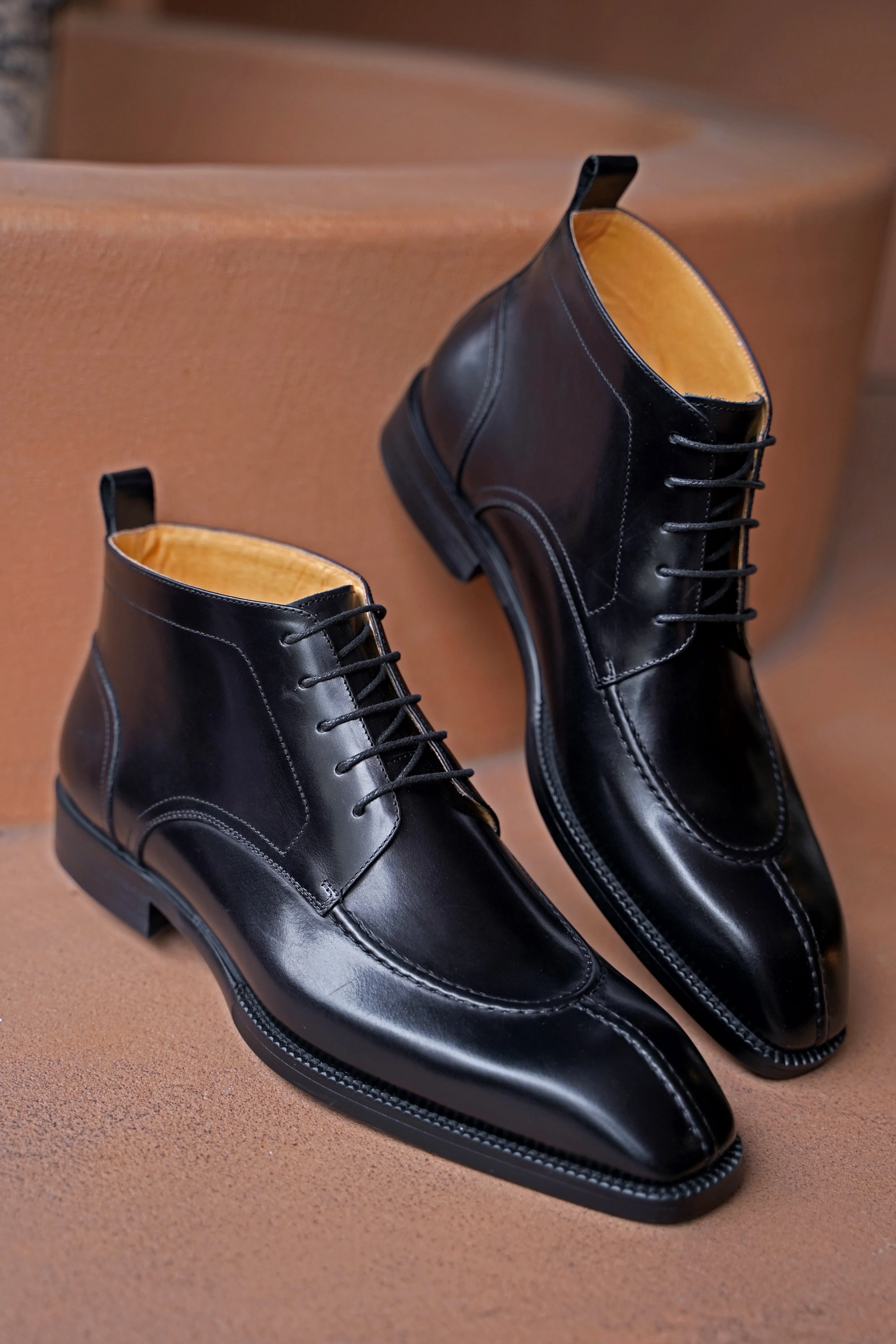 Midnight Noir Lace-Up Boots