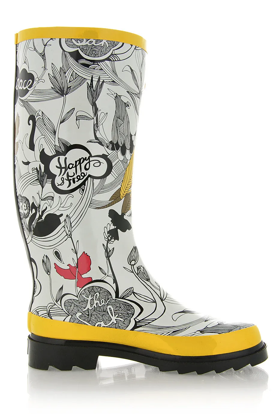 PEACE Yellow Rain Boots