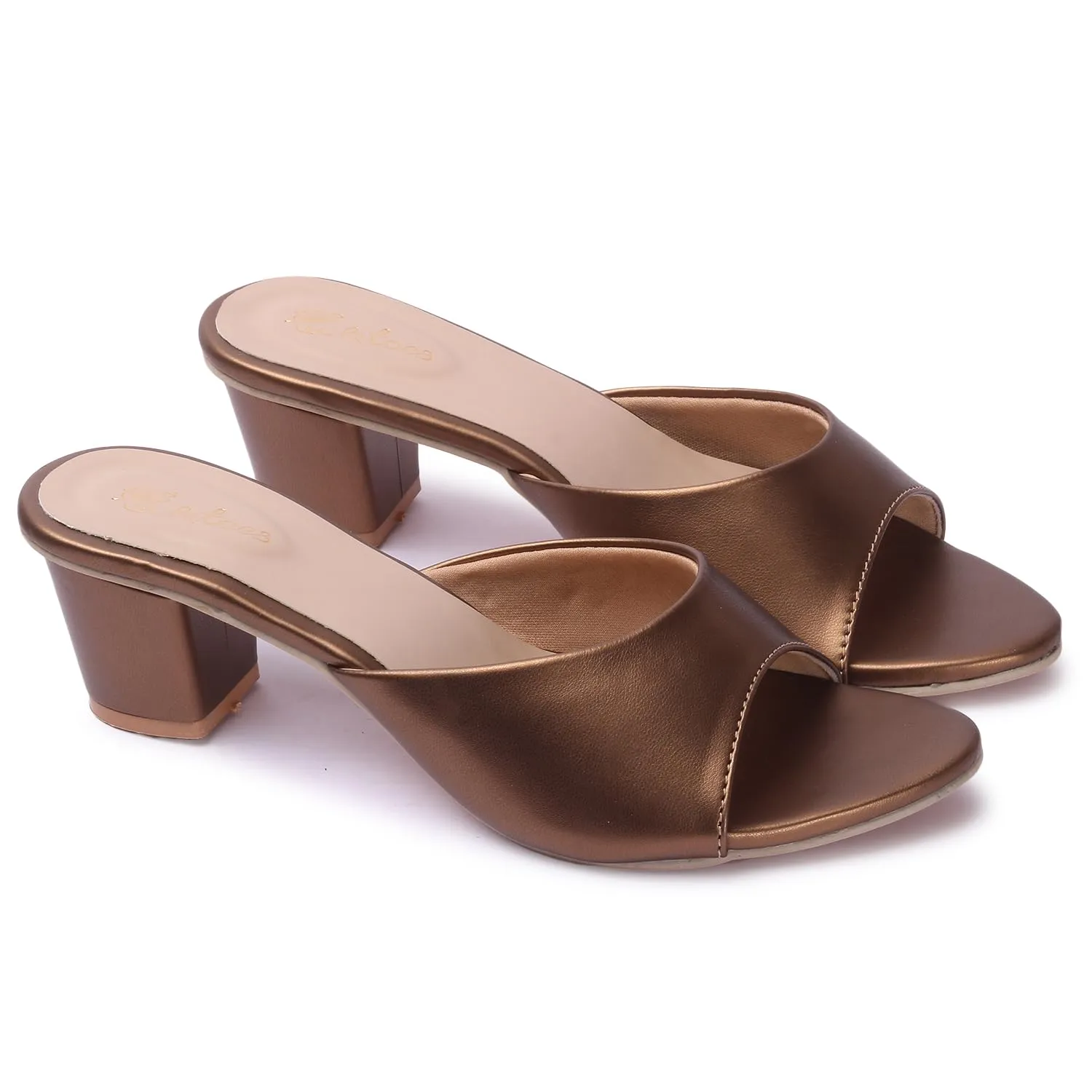 Picktoes Women’s Block Heel Sandals (Copper, 7)