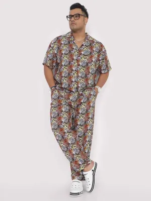 Plus Size Men Magic Leaf Digital Printed Full Co-Ords