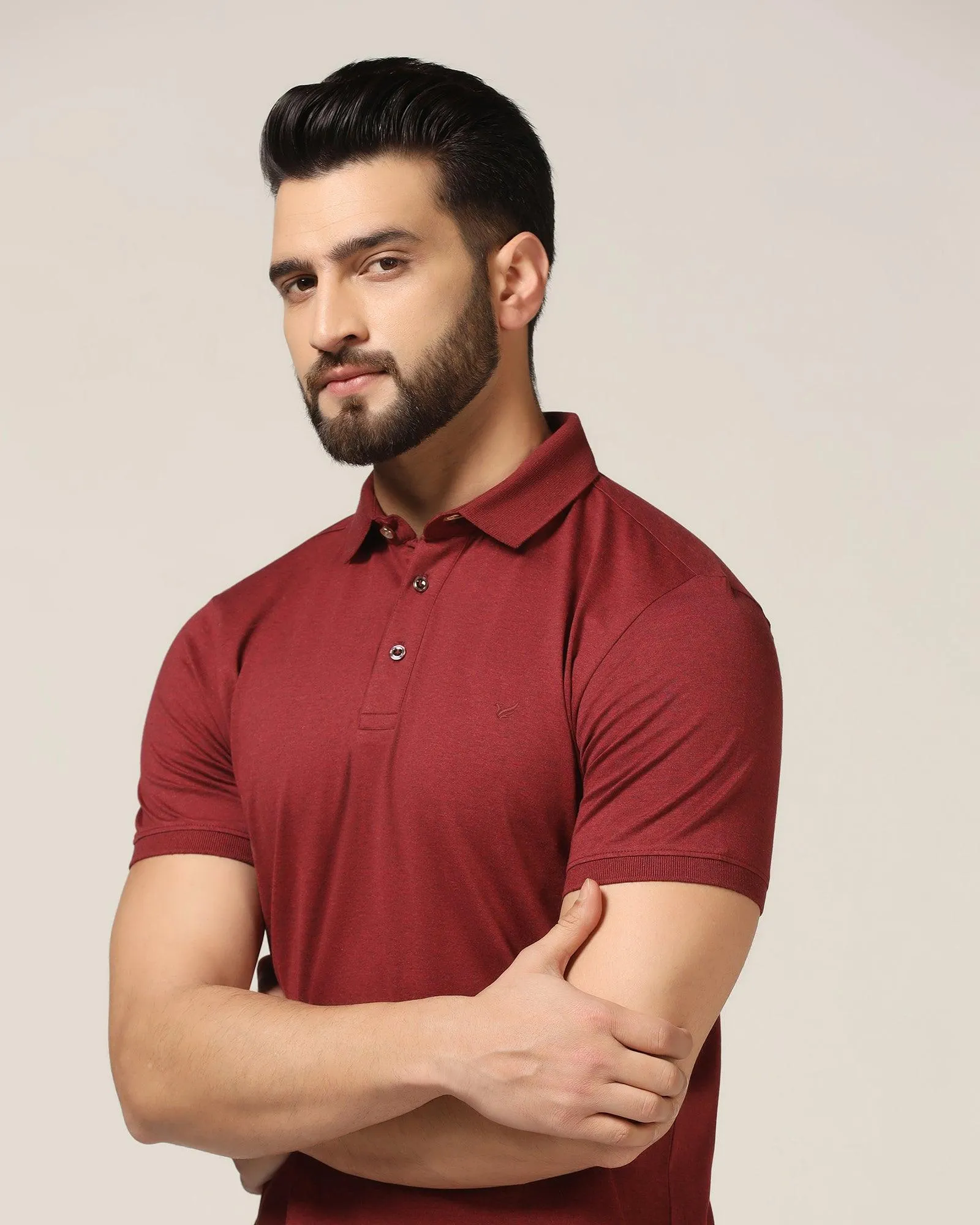 Polo Red Melange Solid T-Shirt - Felix