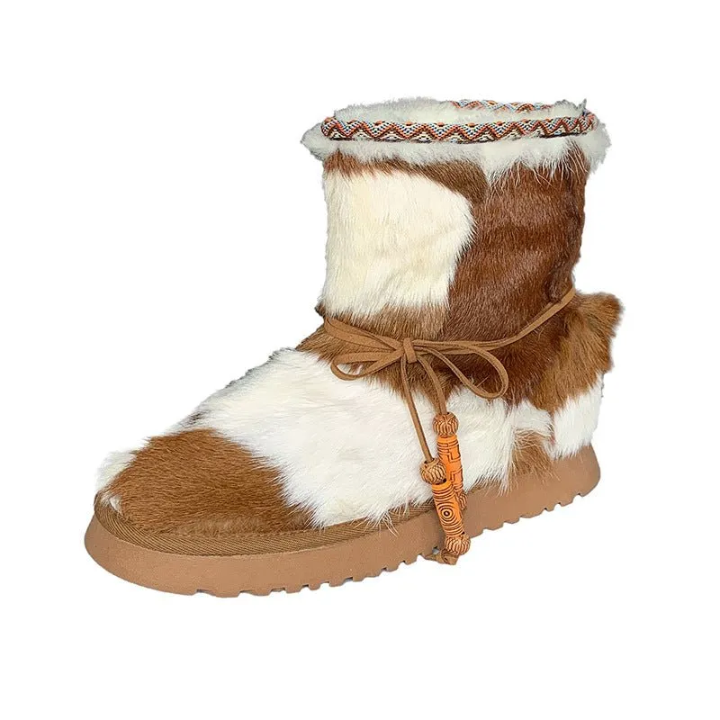 Pre Order:  Warm Lace Up Faux Fur Boots