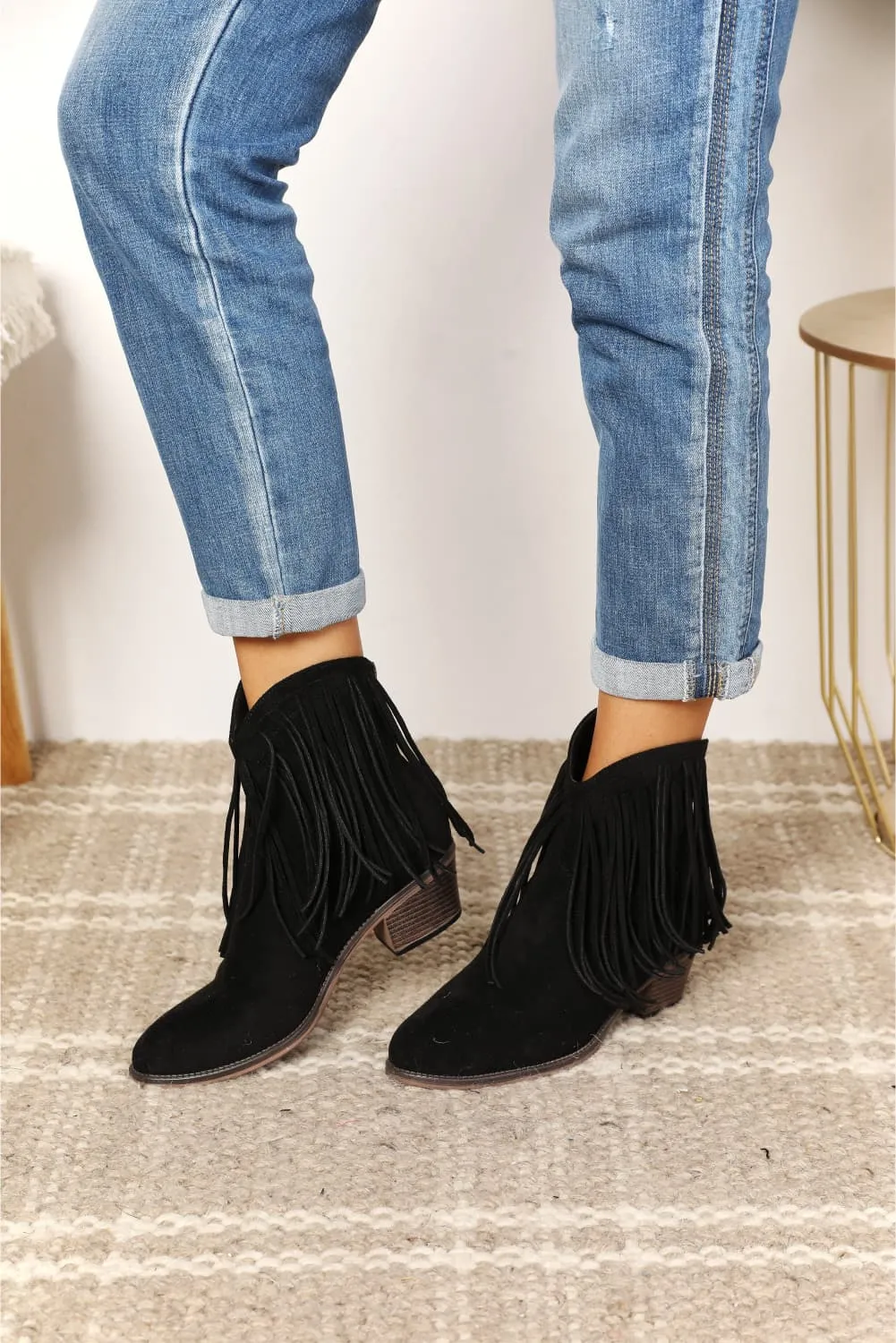 Reba Fringe Cowboy Western Ankle Boots