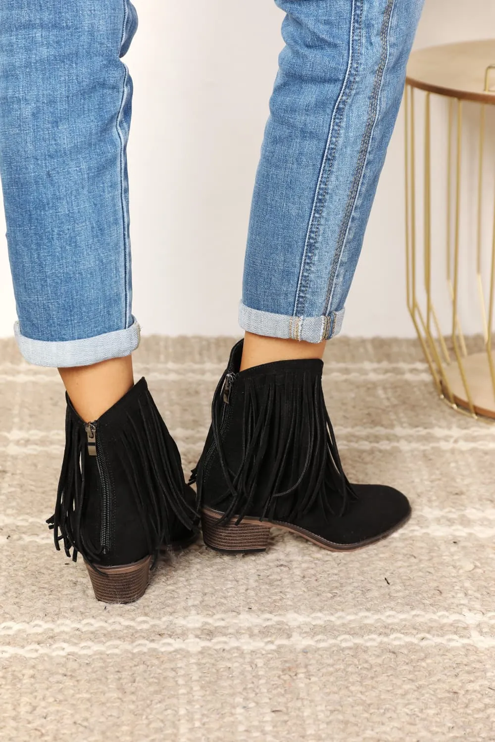 Reba Fringe Cowboy Western Ankle Boots