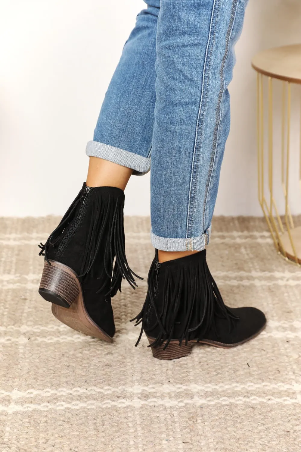 Reba Fringe Cowboy Western Ankle Boots