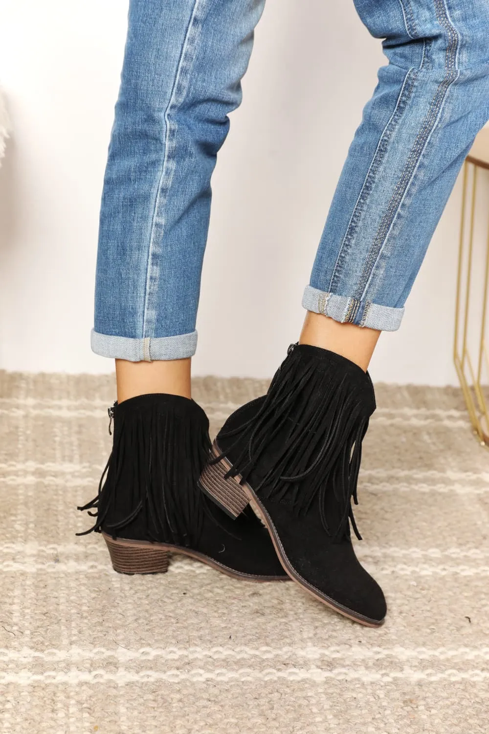 Reba Fringe Cowboy Western Ankle Boots