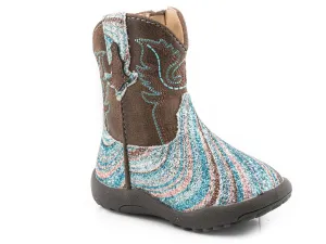 Roper Infants Girls Turquoise Faux Leather Cowbabies Cowboy Boots