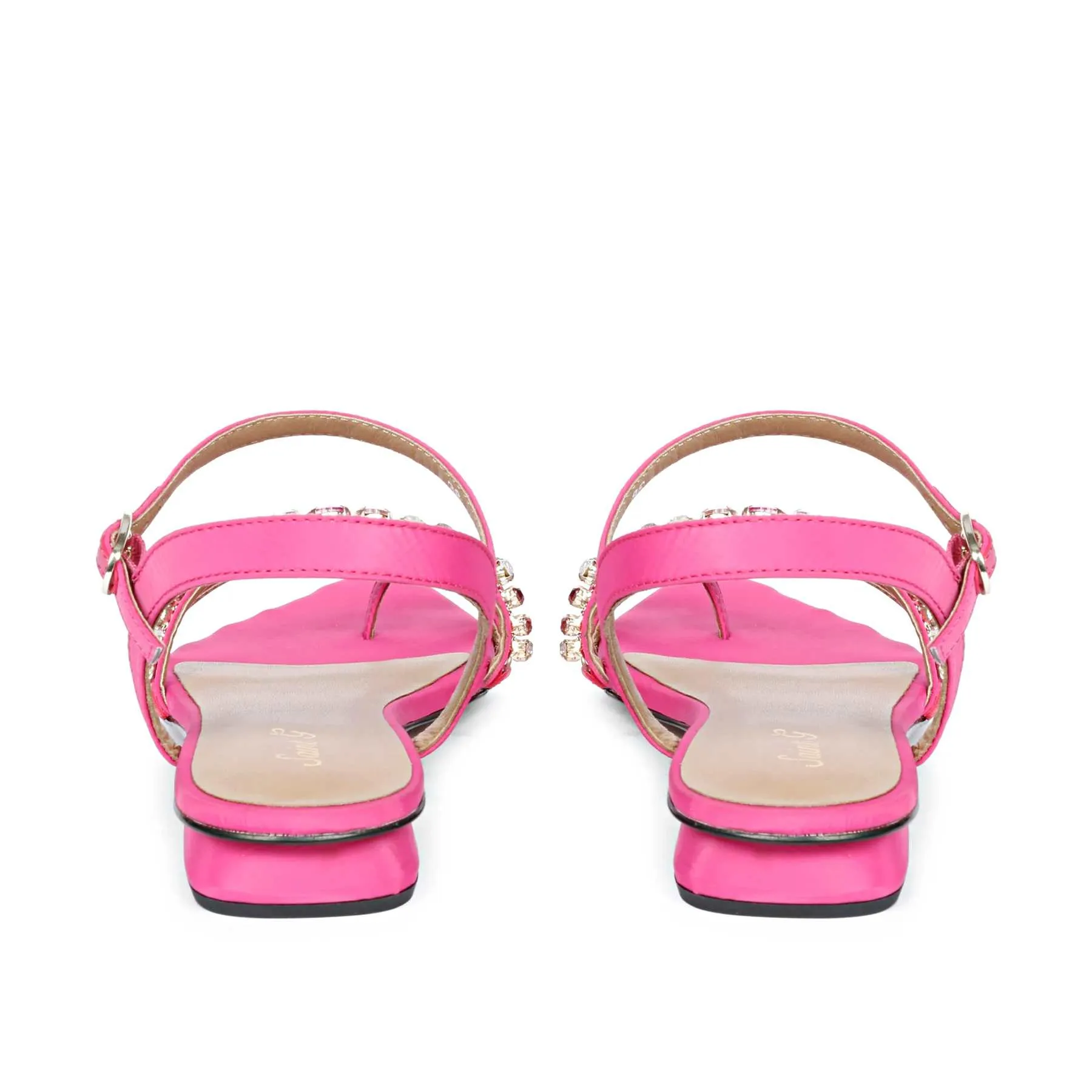 Saint Annie Stone Embellished Pink Nylon Fabric Sandals