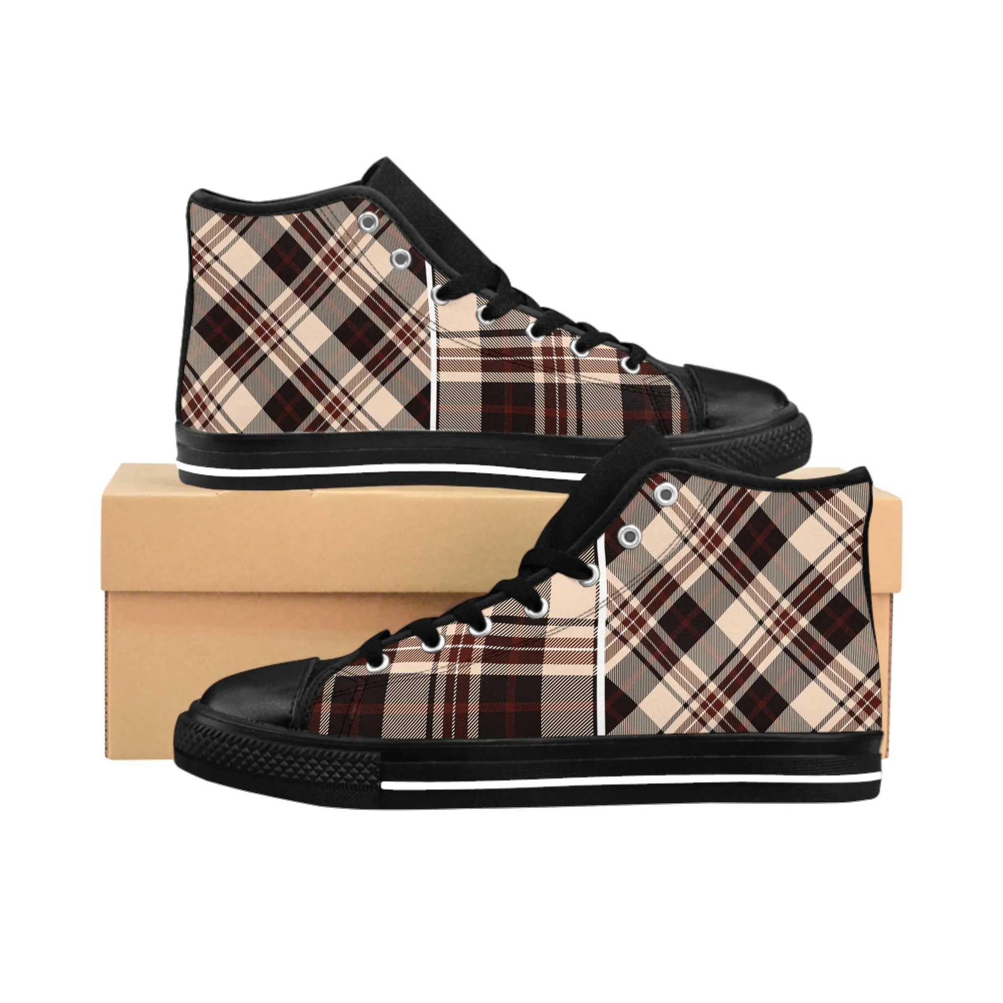 Scottish Tartan Pattern Women's Classic Sneakers