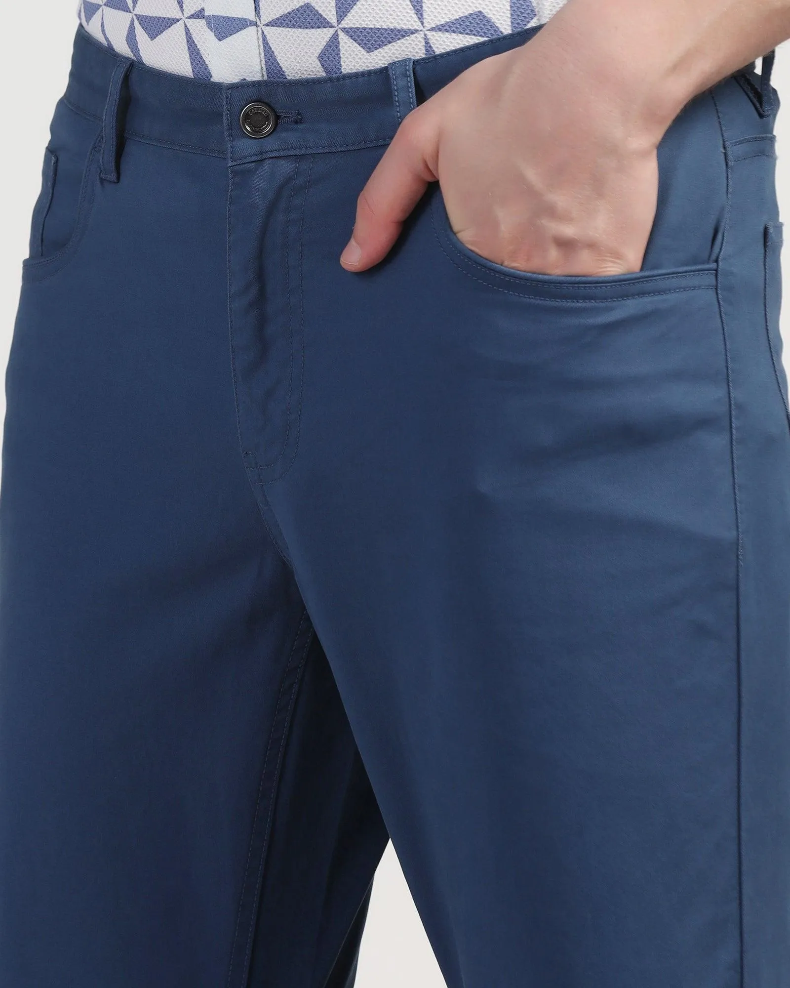 Slim Comfort B-95 Casual Blue Solid Khakis - Dab