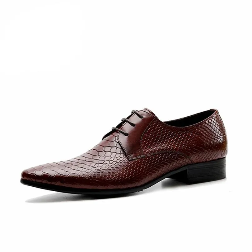 Snakeskin Chic Lace Up Dress Shoes