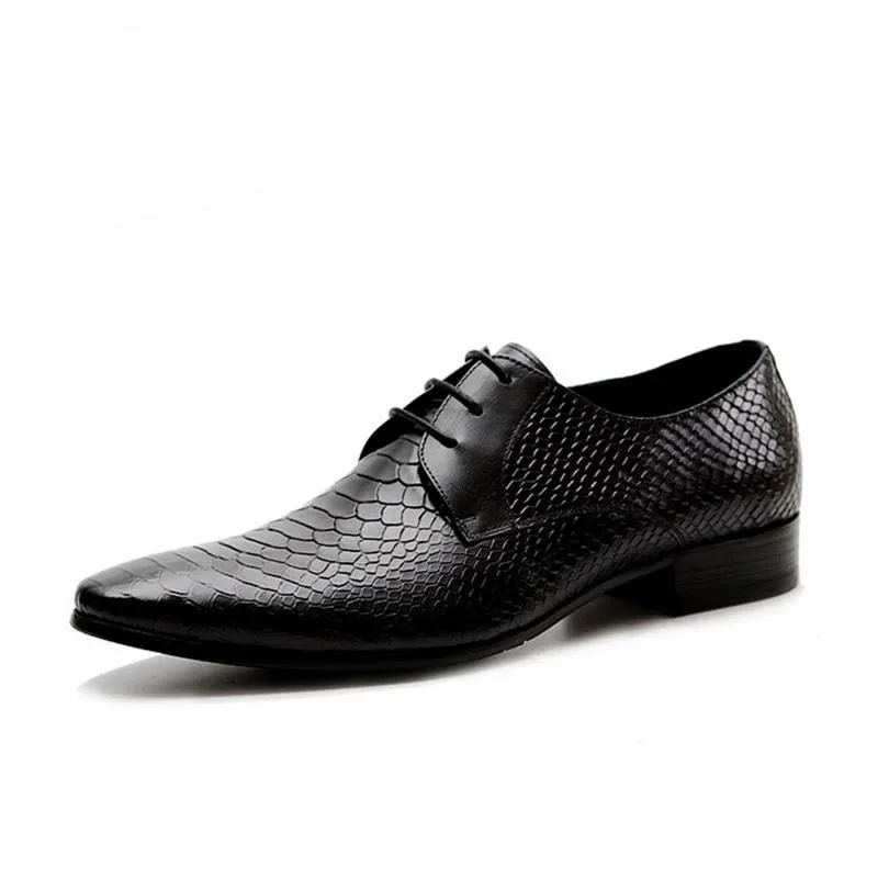 Snakeskin Chic Lace Up Dress Shoes