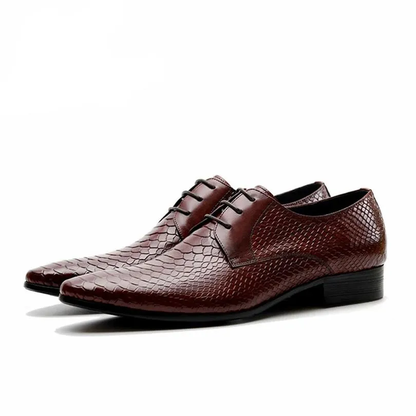 Snakeskin Chic Lace Up Dress Shoes