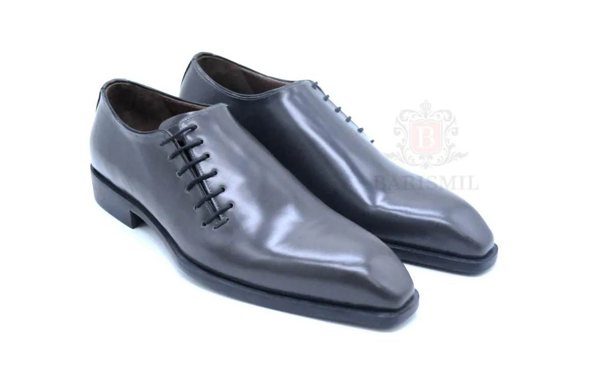 Tyler - Grey Whole-cut Leather Oxfords