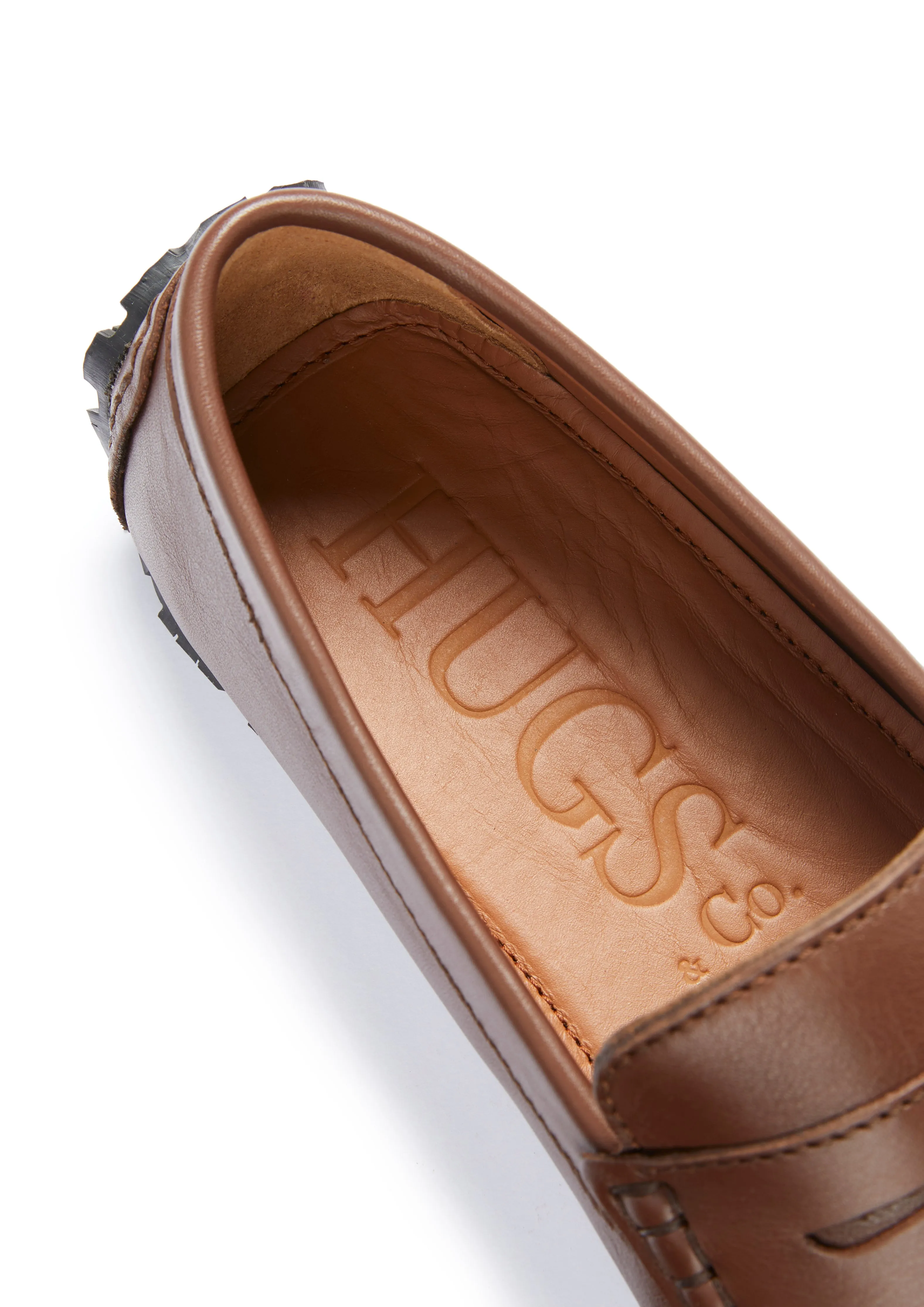 Tyre Sole Penny Driving Loafers, brown leather