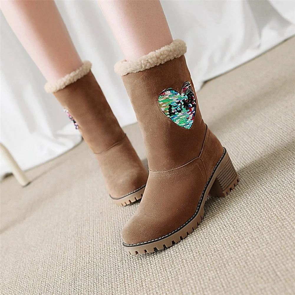 Warm Plush For Cold Winter Snow mid-calf Leisure Boots