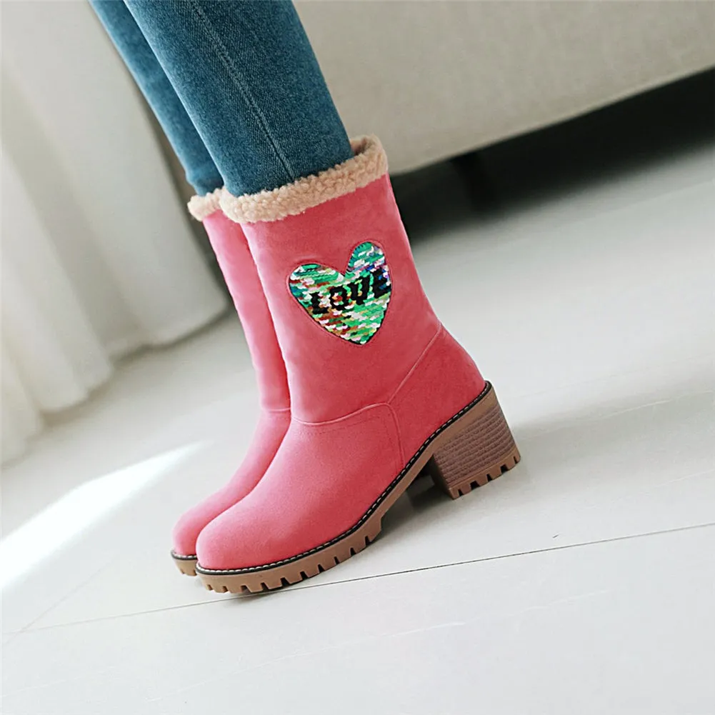 Warm Plush For Cold Winter Snow mid-calf Leisure Boots