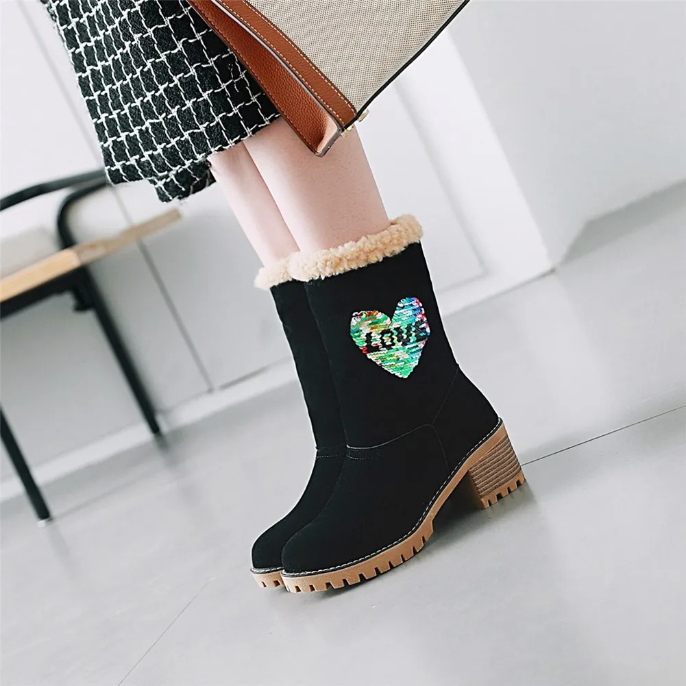 Warm Plush For Cold Winter Snow mid-calf Leisure Boots