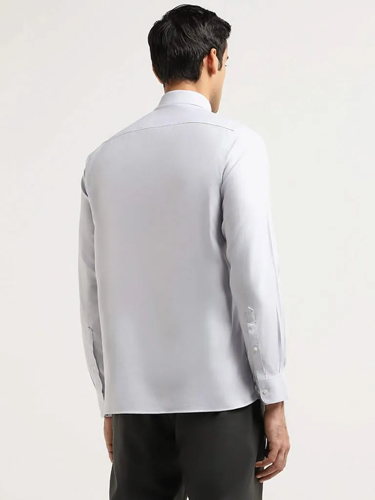 WES Formals Grey Self-Patterned Cotton Slim Fit Shirt