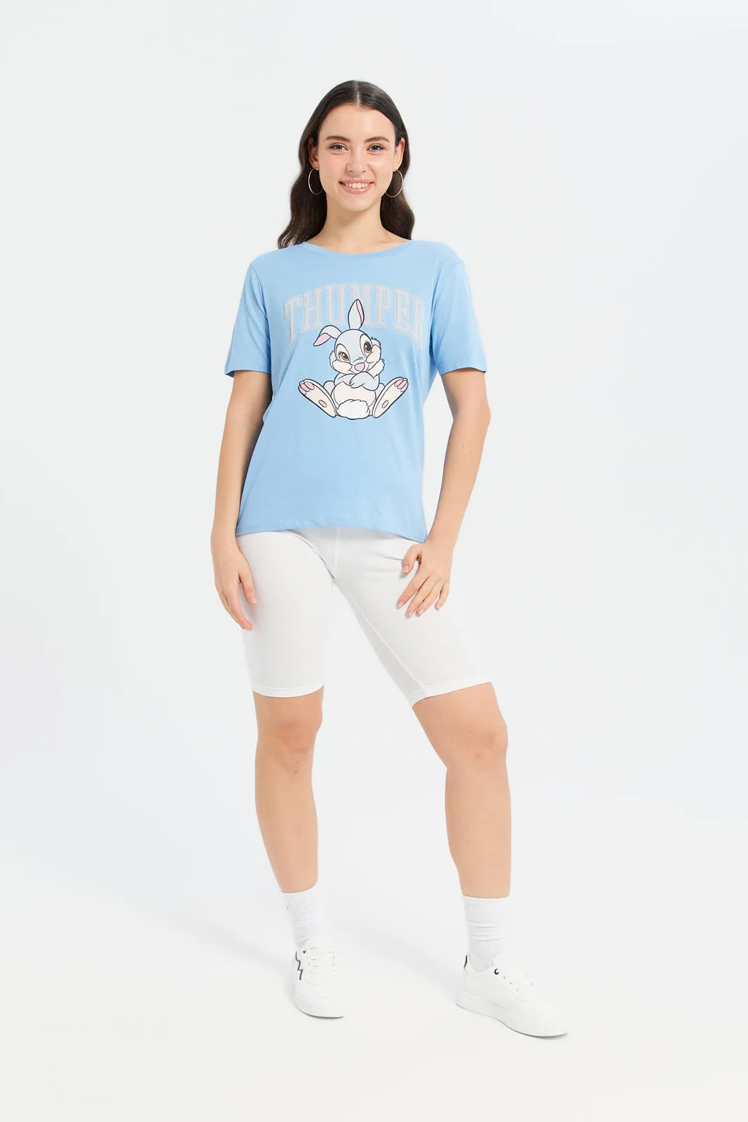 Women Blue Thumper Printed T-Shirt