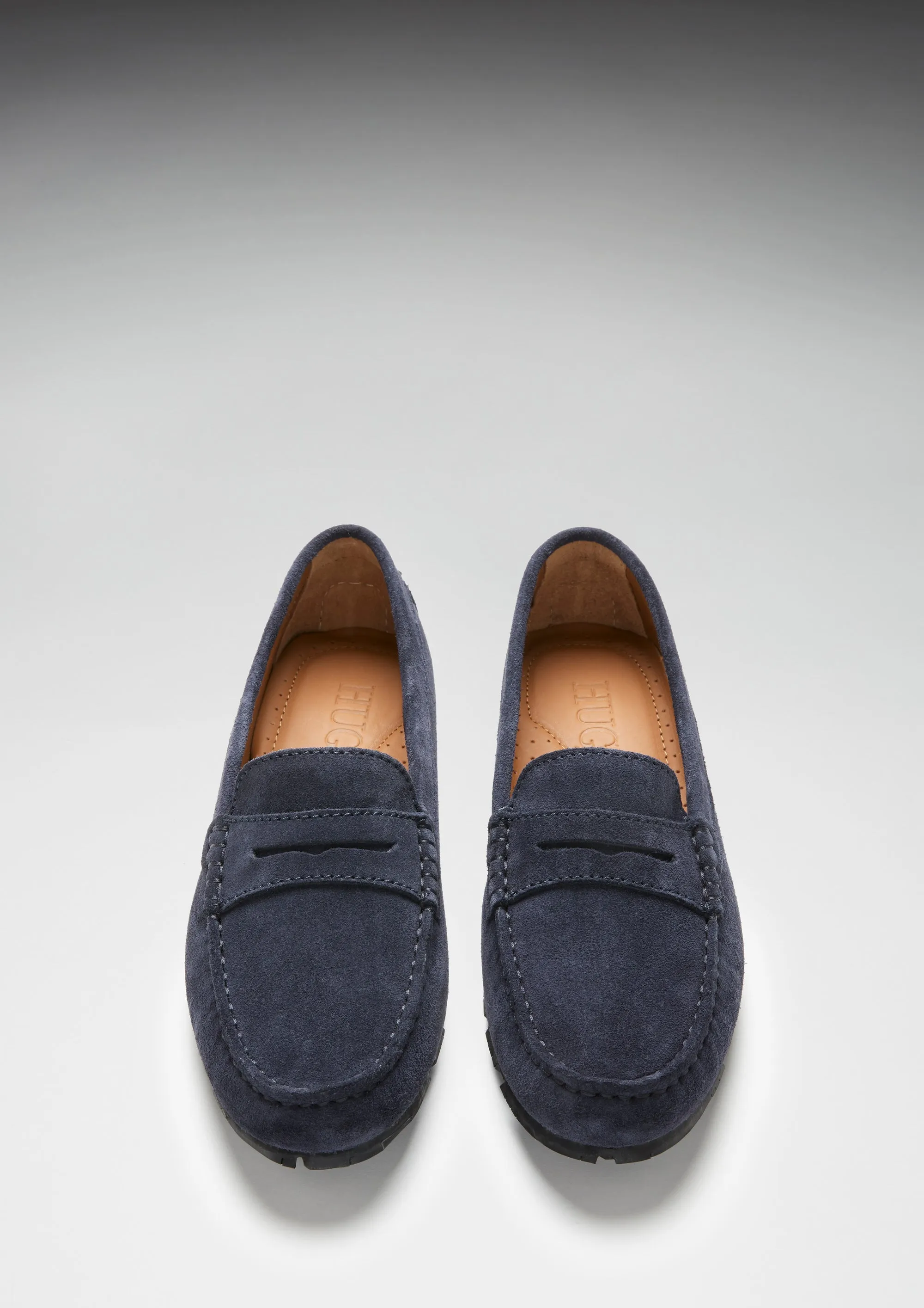 Women's Tyre Sole Penny Loafers, navy blue suede